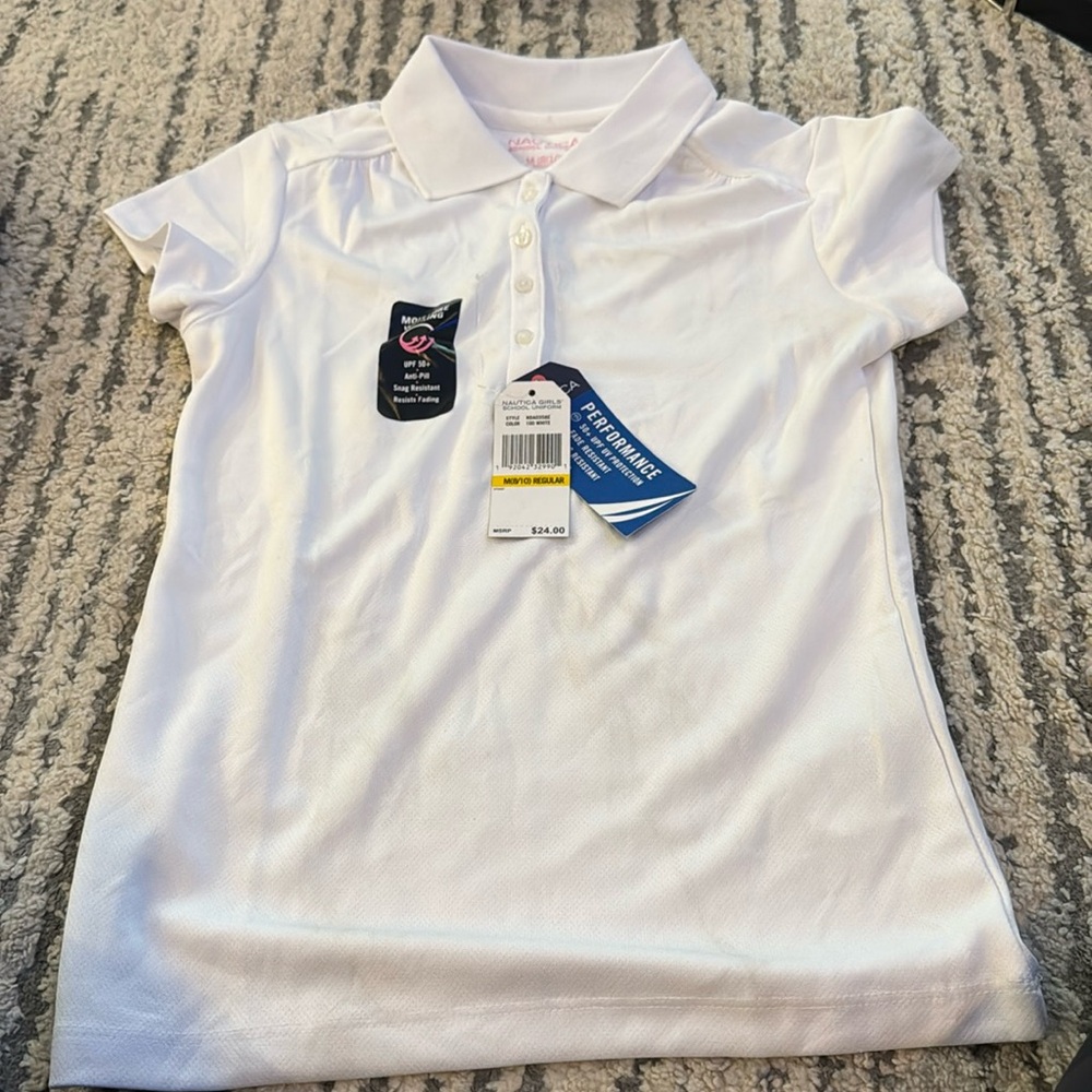 *NWT* Nautica Girls School Uniform - white polo - size M (8/10)